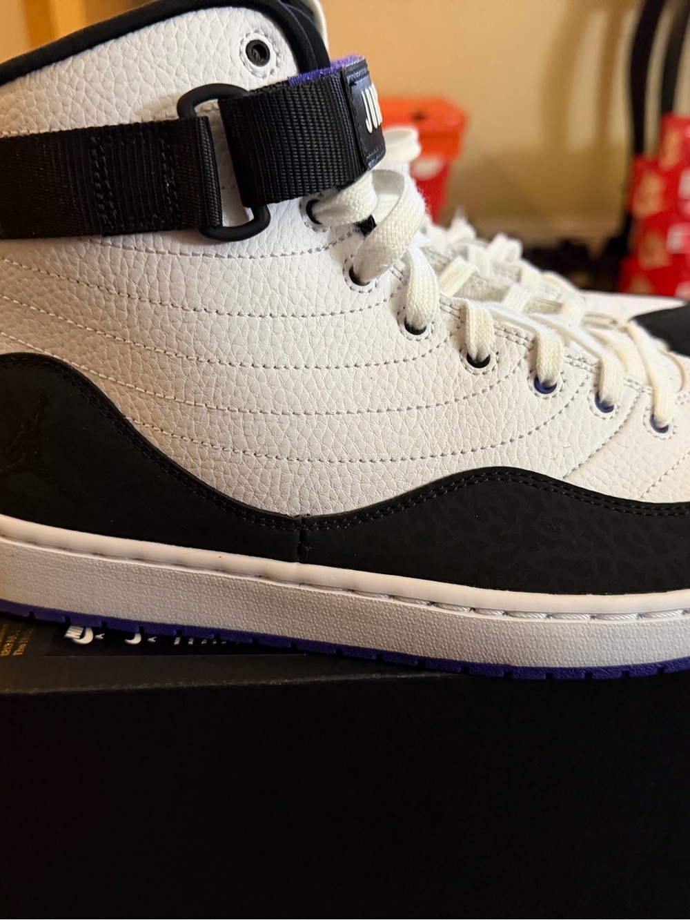 Jordan KO 23 White/Dark Concord-Black. Size 13 new in box, no top